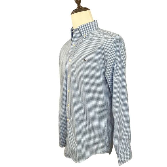 Vineyard Vines Classic Fit Whale Shirt Men's SIZE M Blue Gingham Preppy Classic - Picture 11 of 11